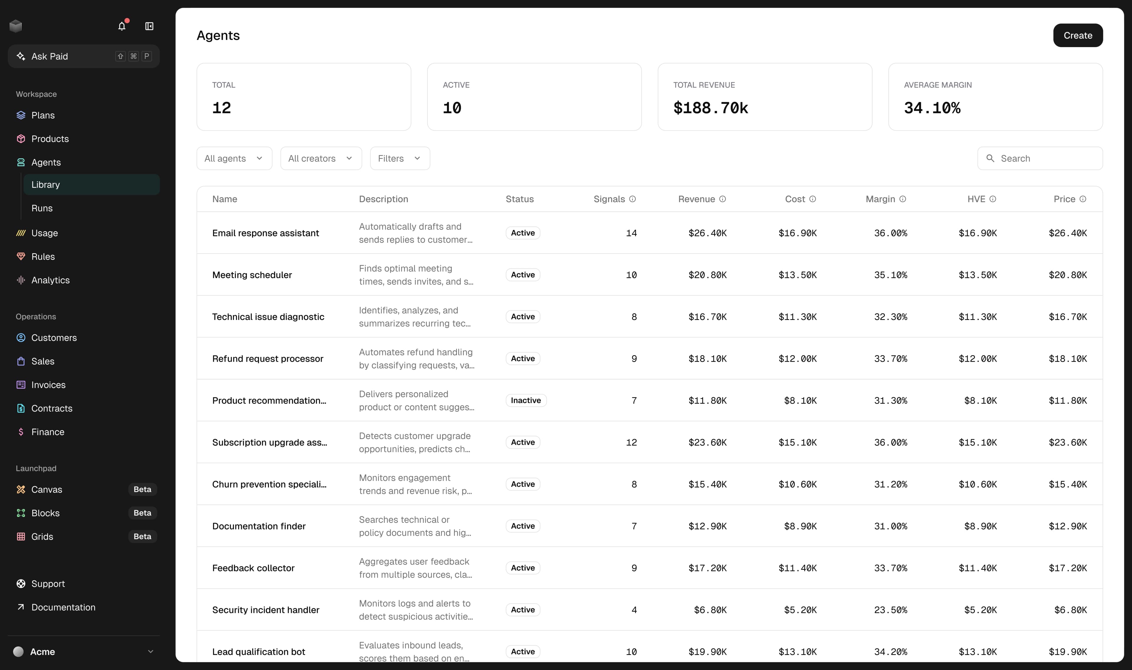 Paid.ai Dashboard